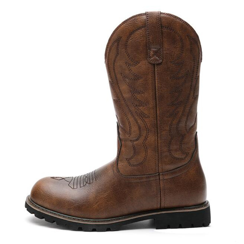 Vintage Fashion For Men - Modedesigner Goth Herren Cowboystiefel Slip-on Stickerei