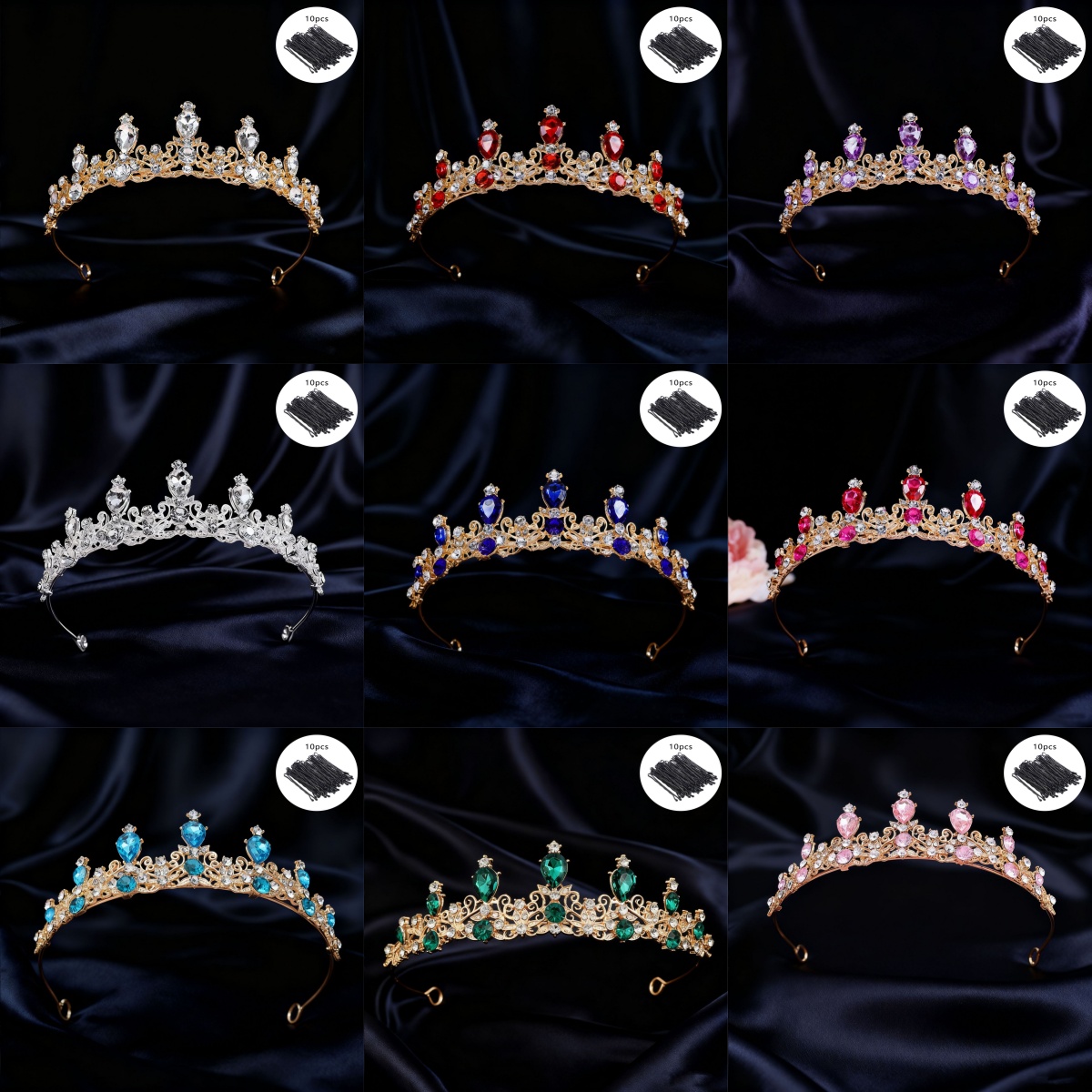 Vintage Fashion For Women - Braut-Tiara im Vintage-Stil mit Strass-Verzierung, Königinnenkrone,