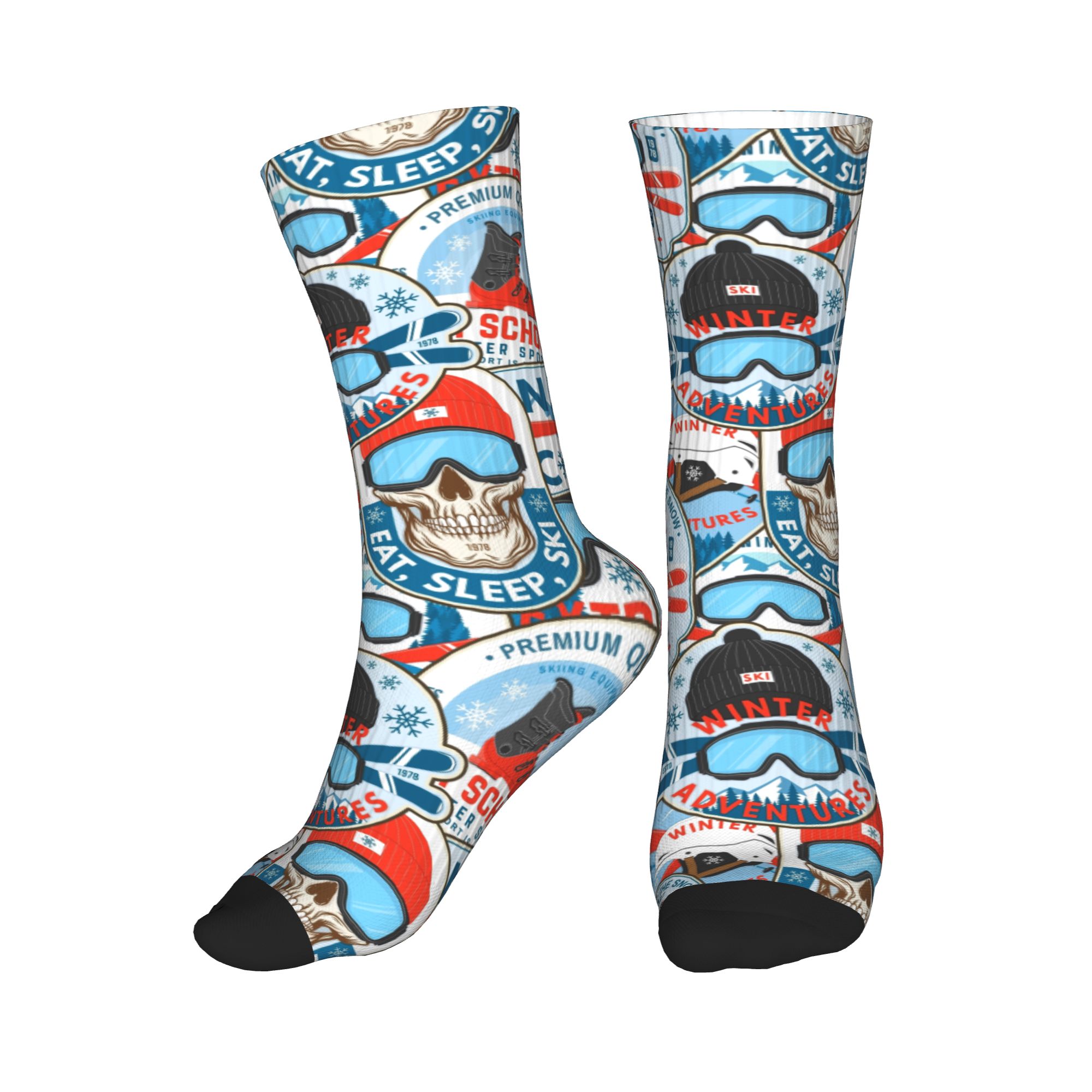 Vintage Fashion For Men - Vintage Red Blue Ski Club Socken