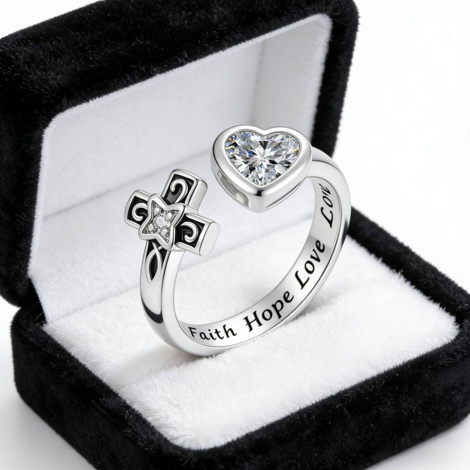 Vintage Fashion Meaning - Verstellbare Kreuzringe, bedeutungsvolles Geschenk, Kreuzringe, inspirierend