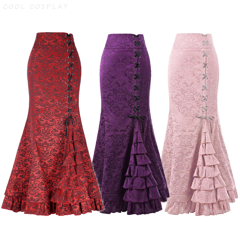 Vintage Fashion Fabrics - Lange Röcke Frauen Punk Fischschwanz Rock