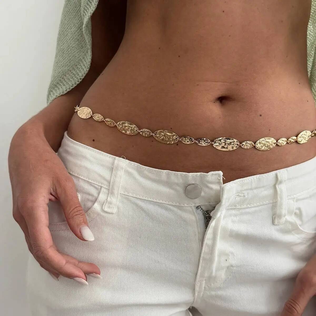Vintage Fashion Trends - IngeSight.Z Einfache Vintage Faltbare Metall-Taillenkette für