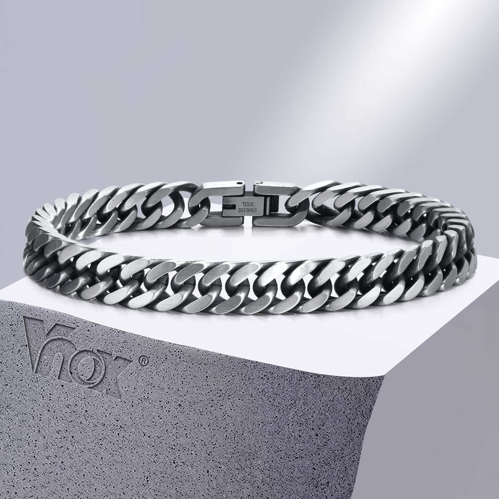 Vintage Fashion Retro Outfit - Vnox klobige kubanische Retro-Kettenarmbänder für Herren,