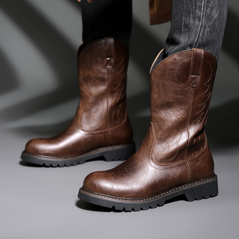 Vintage Fashion For Men - Mode Herren Cowboy Stiefel Neue Stickerei