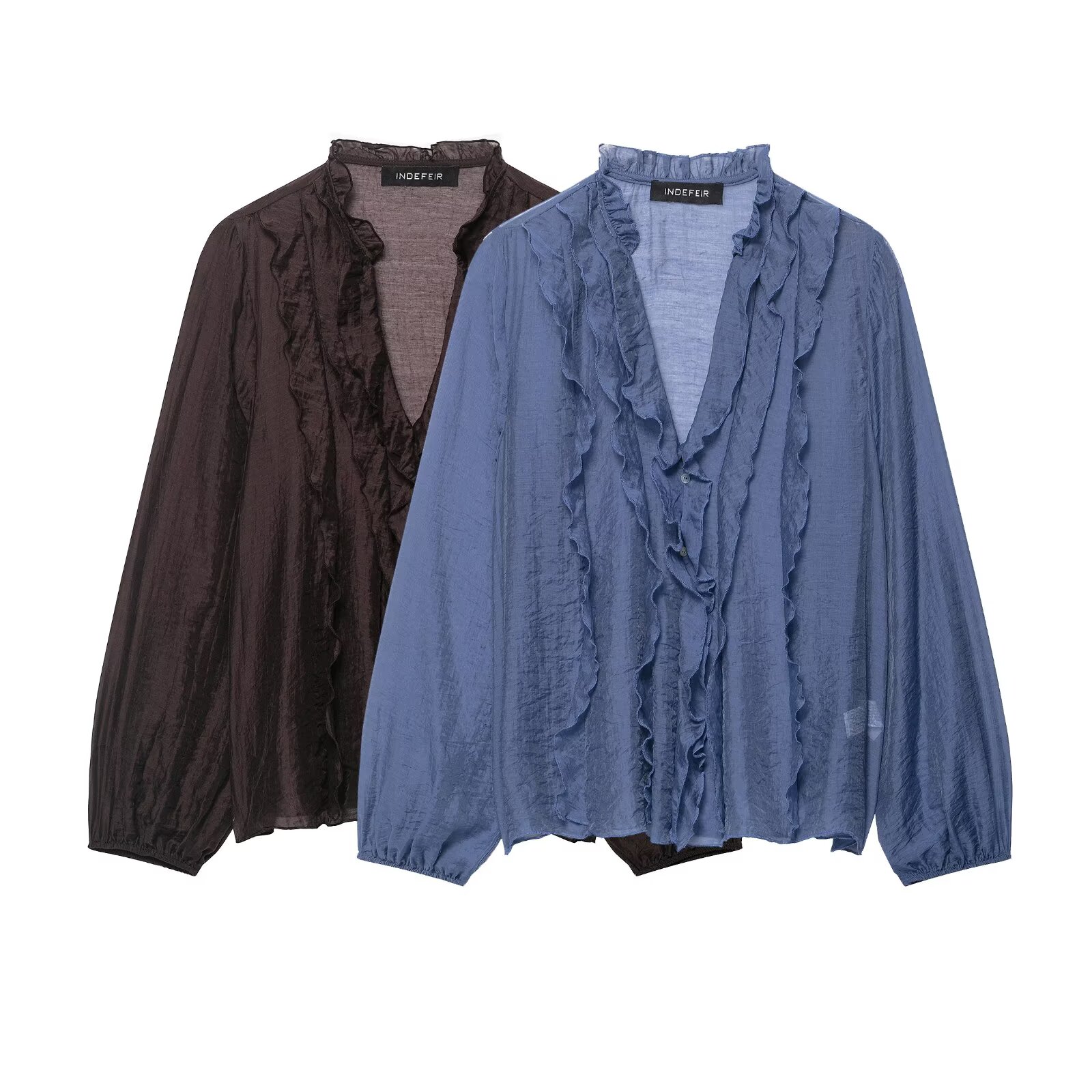 Vintage Fashion Trends - Willshela Damenmode, gerüschte, plissierte, einreihige Bluse,