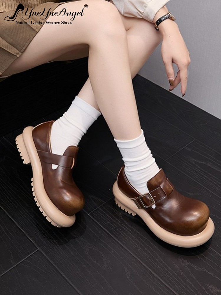 Vintage Style Women Fashion - Britischer Vintage-Stil Rindsleder Echtleder Derby-Schuhe Damen