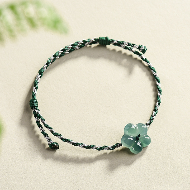Vintage Fashion For Women - Burmesisches Jadeit-Blumenarmband, natürlicher Jade-Charm, Modeaccessoires, Vintage-Geschenke