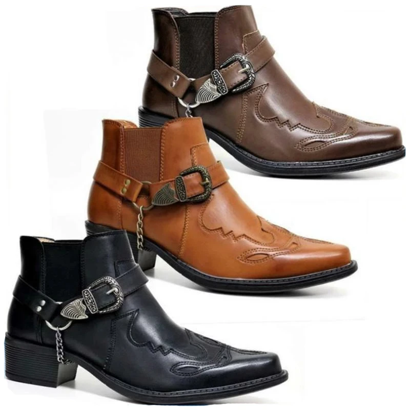 Vintage Fashion Fabrics - Modische 2026 Herren Vintage Cowboy-Stiefel aus